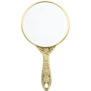 Vintage Handheld Mirror with Handle, Portable Lady Makeup Mirror, Compact Design for Easy Carrying, Ideal for Daily Use & Travel