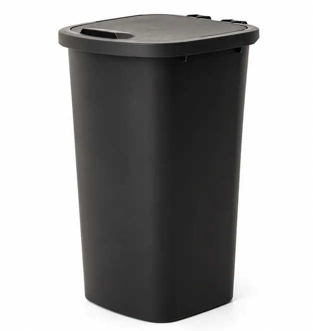 11-Gallon Plastic Kitchen Trash Can with Lift-Top Lid, Black Waste Bin for Home, Office & Kitchen