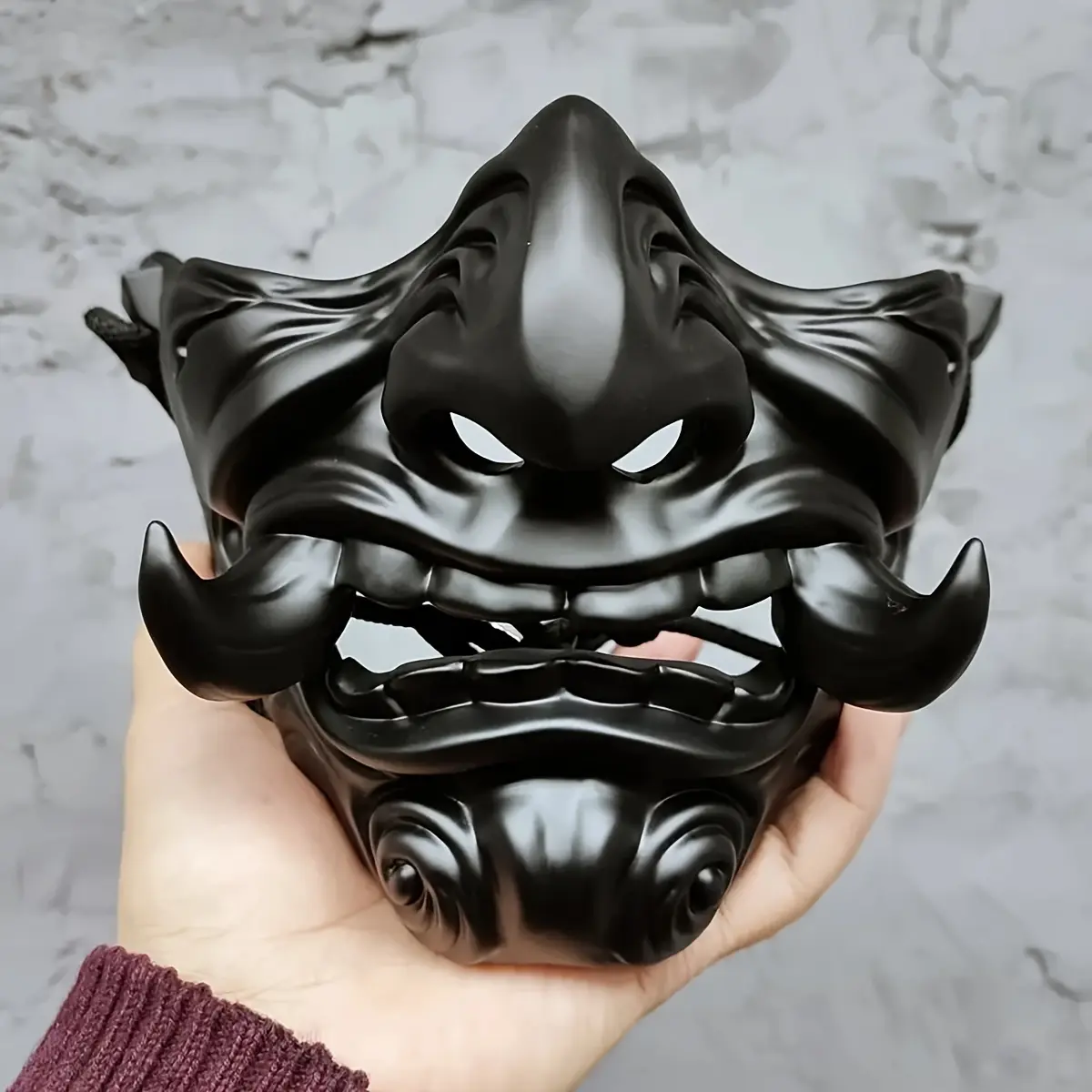 1pc Dark Pair Samurai Mask, Prajna Half Face Party Mask, Men's and Women's Masquerade Gothic Decor Vintage Halloween Decor Party Favors Aesthetic Room Decor Art Supplies Weird Stuff