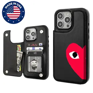 LOVE Aesthetic Design Pattern Casing For iphone 16 15 14 13 12 Plus Pro Max Flaunt Mobile Phone Case TPU Pu Leather Card Holder Drop Protection Shockproof Protector Vintage unique Fashion Trend Anti-scratch Stylish Smartphone Cover