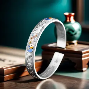 Solid Silver s999 bracelet Sterling Silver bracelet Ladies Open bracelet can be freely adjusted size Send girlfriend send Mom birthday holiday gift Silver weight 31 g /1.09 oz