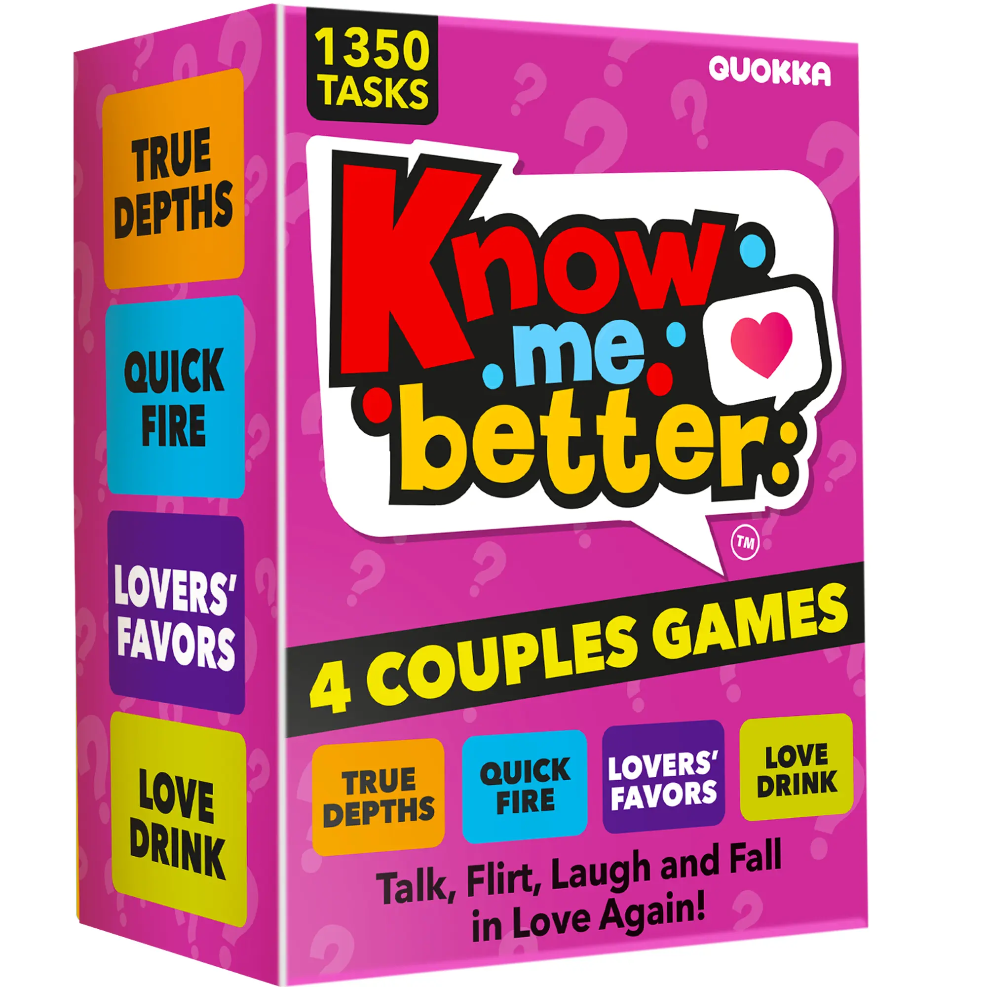 QUOKKA Know Me Better 4-in-1 Couples Card Game Set – Party & Relationship Cards for Date Night Conversation Starters with Questions, Dares, Challenges, Party Game Cards, Relationship Card Games