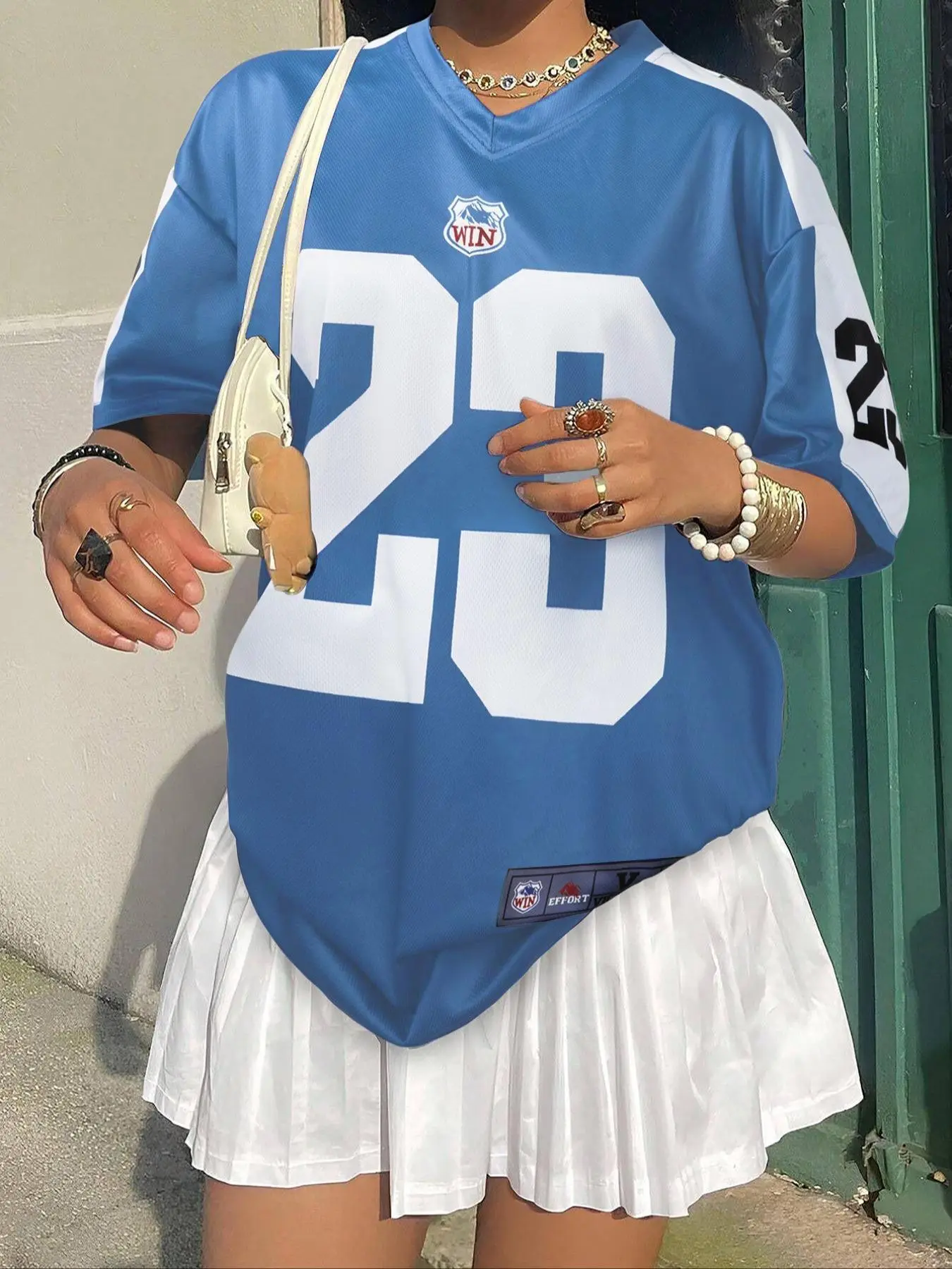 Women's Football Jersey, Casual Short Sleeve T-shirt for Summer, Women's Top for Daily Wear, Casual Sporty Top, Jersey Shirts, Soccer Jersey, Casual Sports Jersey