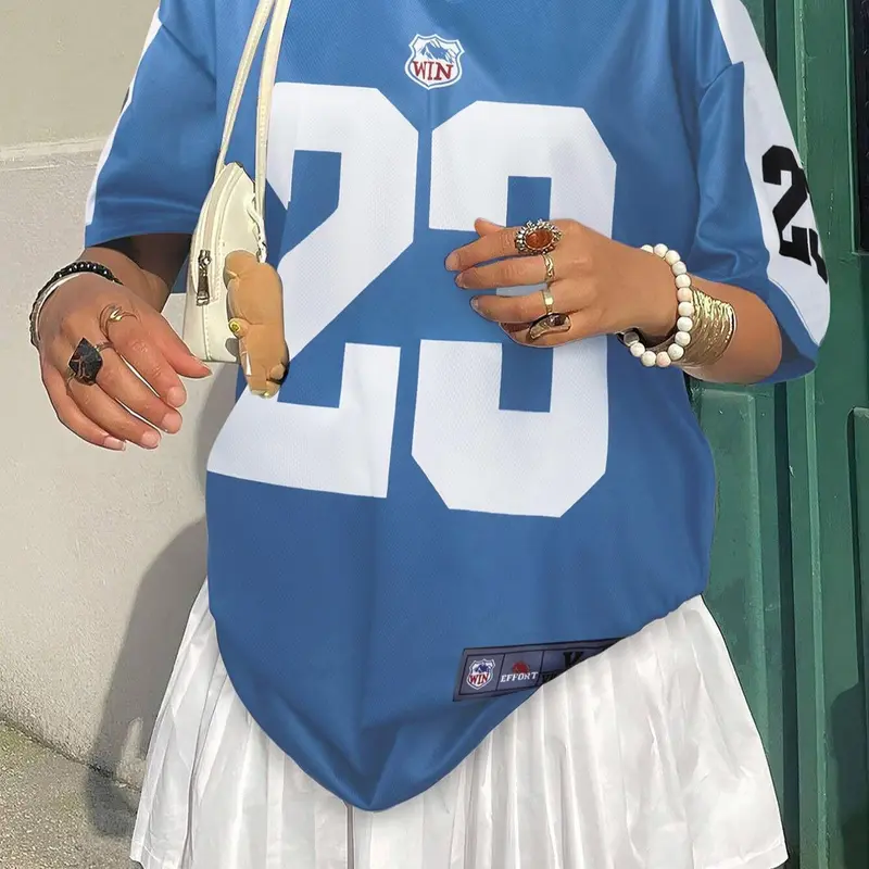 Women's Football Jersey, Casual Short Sleeve T-shirt for Summer, Women's Top for Daily Wear, Jersey Shirts, Soccer Jersey, Casual Sports Jersey, Sportswear Clothing