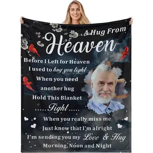 Personalized Memorial Blanket for Loss of Loved One, Remembrance Sympathy Gifts Custom Blanket with Picture, Condolence Gifts Customized Photo Blanket in Memory of Grandpa Mom Dad Husband Son Sister