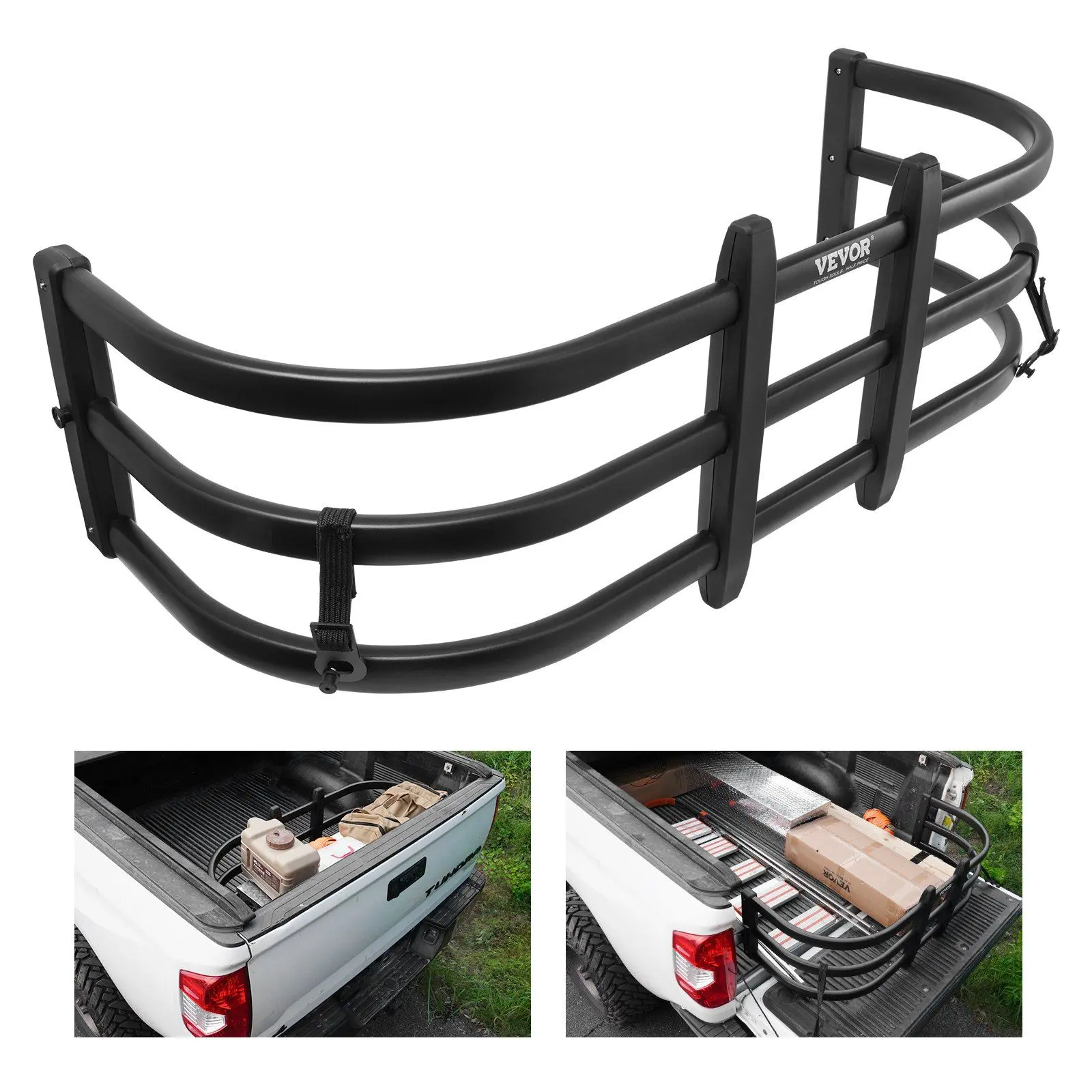 VEVOR Aluminum Retractable Truck Bed Extender, 55.5-68 in, 180° Flip, 21-Inch Expansion, 3-Inch Raised Mounting Bracket, Fits Ford Super Duty, F150, Dodge Ram 1500/2500/3500, Toyota Tundra, Nissan Titan, Chevrolet Silverado, GMC Sierra