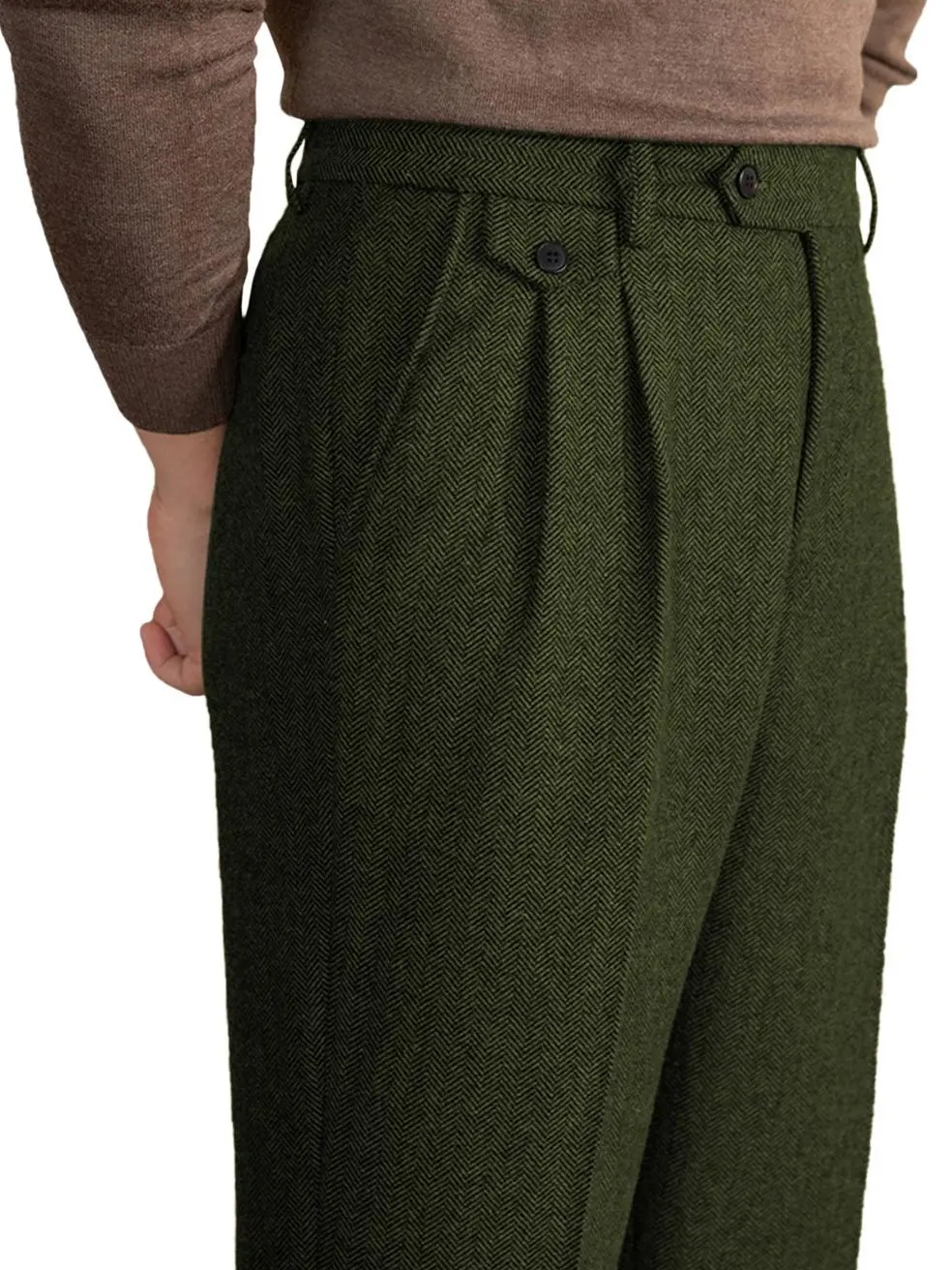 Men's Retro Herringbone Tweed Polyester Blend Dress Pants: Elevate Formal & Smart-Casual Styles for Business, Weddings & Daily Polished Looks