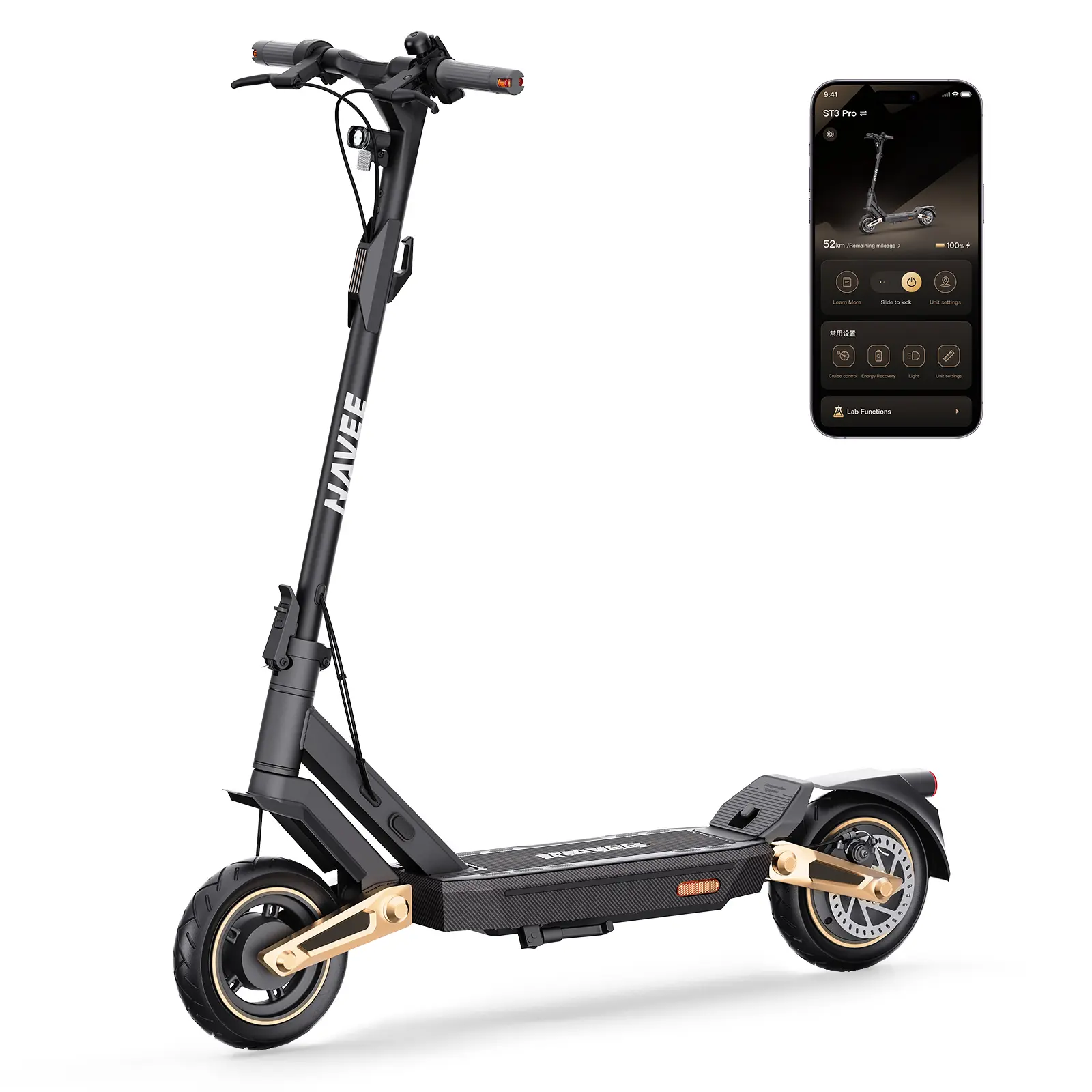 NAVEE ST3 Electric Scooter, 25 MPH Top Speed, 37 Miles Max Range, 1000W Motor with Dual Suspension, 10" Tires All Terrain, Heavy Duty, Foldable for Adults Teens (UL2272)