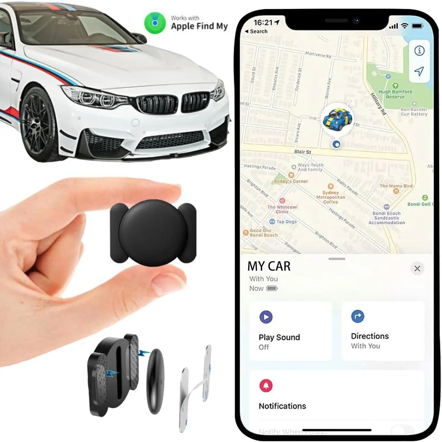 Mini GPS Tracker, 1 Count Car GPS Tracker with Weatherproof Magnetic Case, Batteries Powered Hidden Car Tracking Device