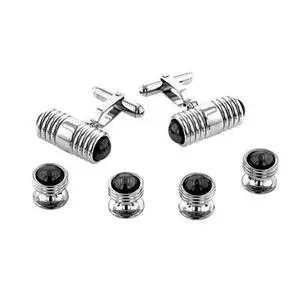 Hematite Ended Tuxedo Cufflinks and Studs Silver
