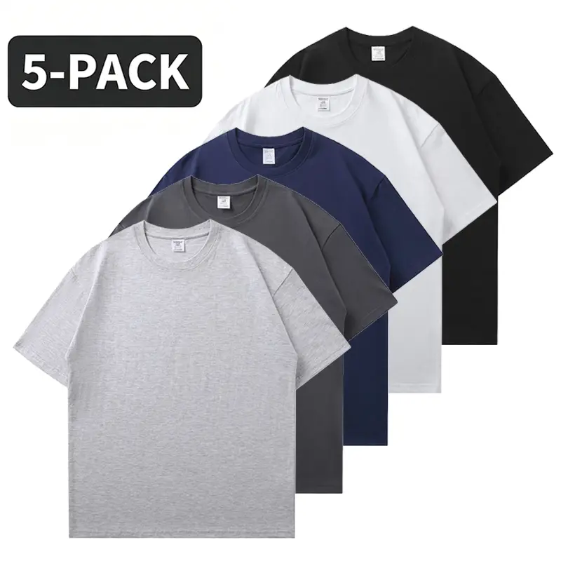 100% Cotton Men’s Casual Everyday Short-Sleeve T-Shirts, Classic Crew Neck, Pack of 5
