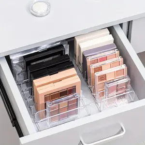 Transparent Plastic Makeup Palette Storage Box, 1 Count Cosmetic Storage Rack, Desktop Drawer Divider Organizer, Multi Compartment Design, Makeup Storage Tool