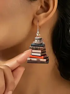 Chic Book Lover Dangle Earrings - Hypoallergenic, Nickel-Free Acrylic Design for Sensitive Skin - Perfect Christmas & Casual Accessory Book Theme