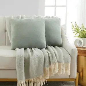 Mainstays Solid Chenille Decorative Pillow Set, Green, 18" x 18", 2 Pieces