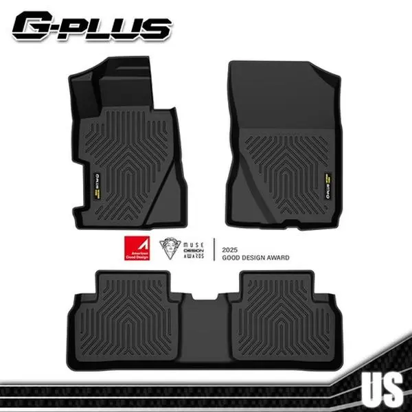 G-PLUS Precision Cut Black Auto Accessory, TPE All-Weather Waterproof Nonslip Car Floor Mats, Stain-Resistant Interior Mats for 2006-2011 Honda Civic Sedan (1st & 2nd Row)