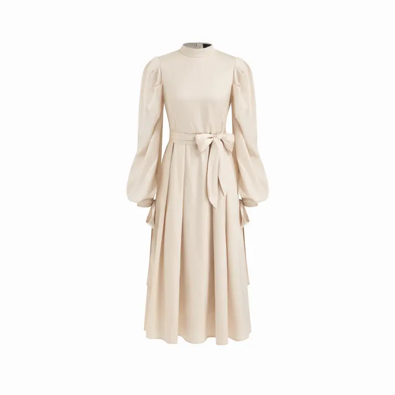 traditional midi dress Border Print Midi Dress W/Self Belt - Entro
