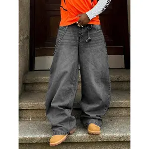 Men's Y2K Trendy Denim Jeans, Classic Loose Fit Jeans, Non-Elastic Casual & Formal Wear, Durable Fabric, All Season Street Fashion