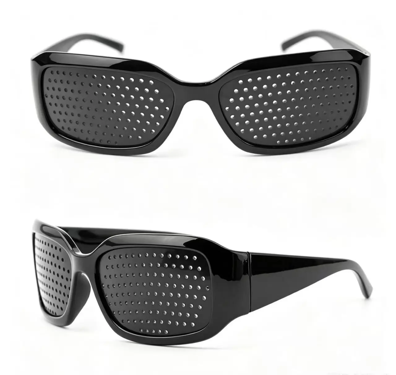 Unisex 2-Piece Pinhole Glasses for Vision Training, UV400 Sun Protection, No Bifocals, Male-Female Fashion Eyewear Frames, Modern, Chrome Hearts Meta Glasses, Correction, Daily Wear, Statement Frame Glasses