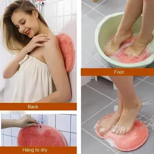 Exfoliating Shower Scrubber:Silicone Foot Mat for Back&Feet Cleaning,Wall-Mounted with Slip Suction Cups,Bathing Accessory.