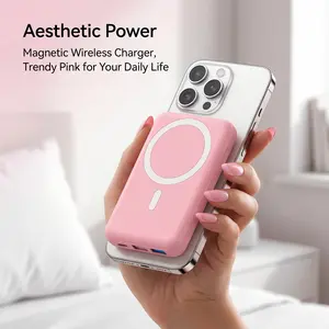 10000mAh Magnetic Wireless Charger, Portable Power Bank with LED Display, Fast Charging External Battery Pack Compatible with MagSafe iPhone & Android Devices Foldable lithium ion