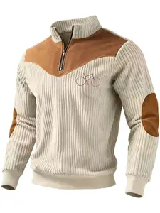 Men's patchwork stand collar zipper sweater
