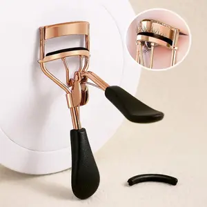 Stainless Steel Portable Eyelash Curler with 15 Silicone Replacement Pads, Professional Lash Curling Tool for Beauty Salon Use