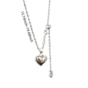 925 Sterling Silver Plated Heart Necklace - Necklaces for Women Trendy Small Heart Pendant Simple Choker Neckace Jewelry for Women Gifts with Box