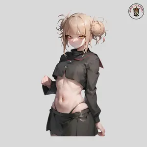 Cute Blonde Anime Himiko Toga in Black Uniform Sticker – Waifu Vinyl Decal for Laptop and Phone Case