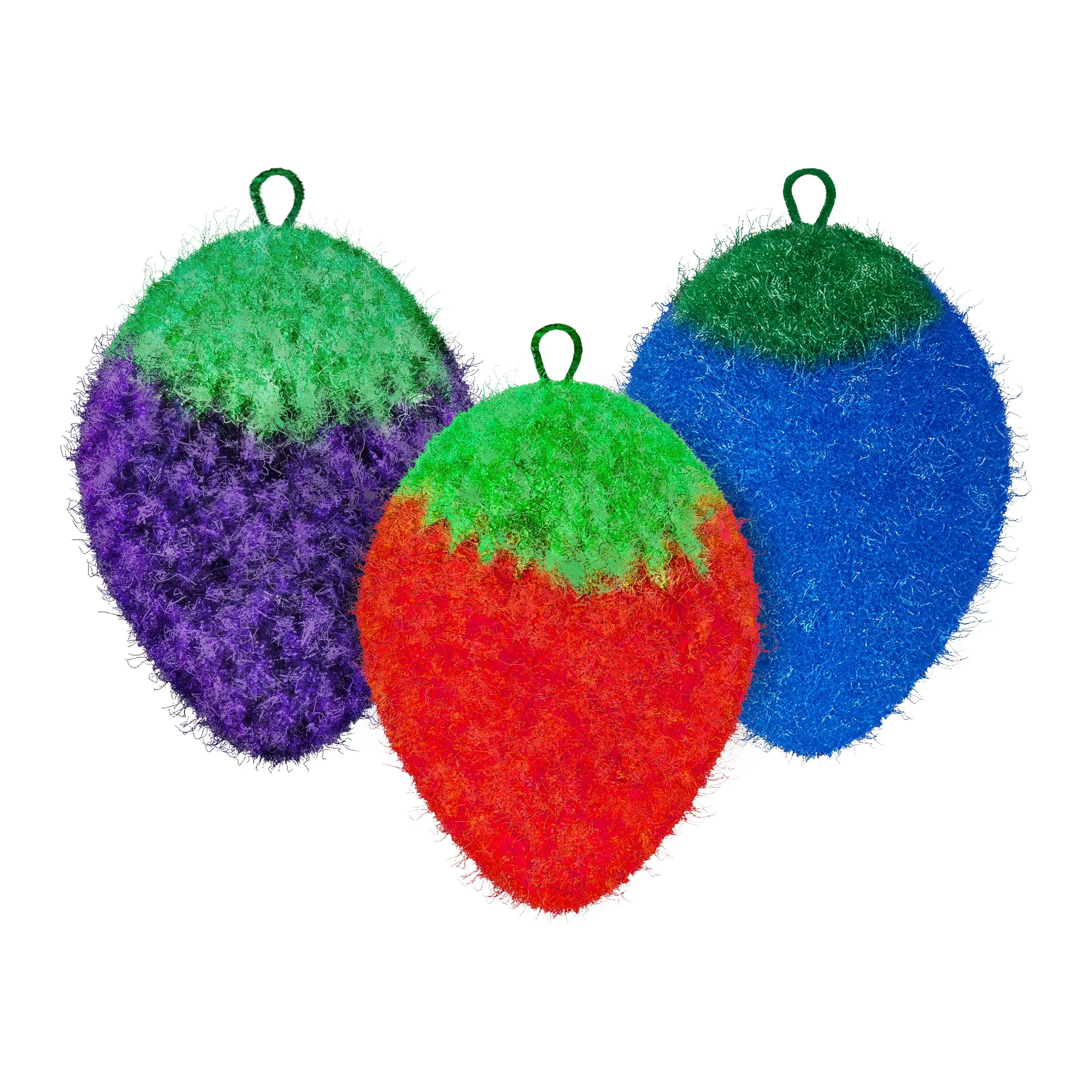 Fun Dish Scrubber by Dish Scrubbie (3PK Mix) - Fruit Shaped Kitchen Sponge Washing Dishes - Reusable Sponges for Scrubbing, Cleaning, Dishwashing - No Odor Sponges Kitchen Scrubbers