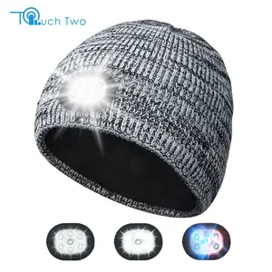 Touch Two Fashionable and practical light cap winter warm knitted Beanie Hat Pack Rechargeable LED winter beanie Lightweight Running Athletic Sport Outdoor