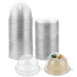 100Pcs Mini Dessert Containers with Dome Lids, Clear Plastic Individual Ore Cookie holder, Small Cake Box for Mini Cupcake, Cocoa Bomb, Strawberry, Cheesecake and Mooncake (Clear Base) - Home Improvement.