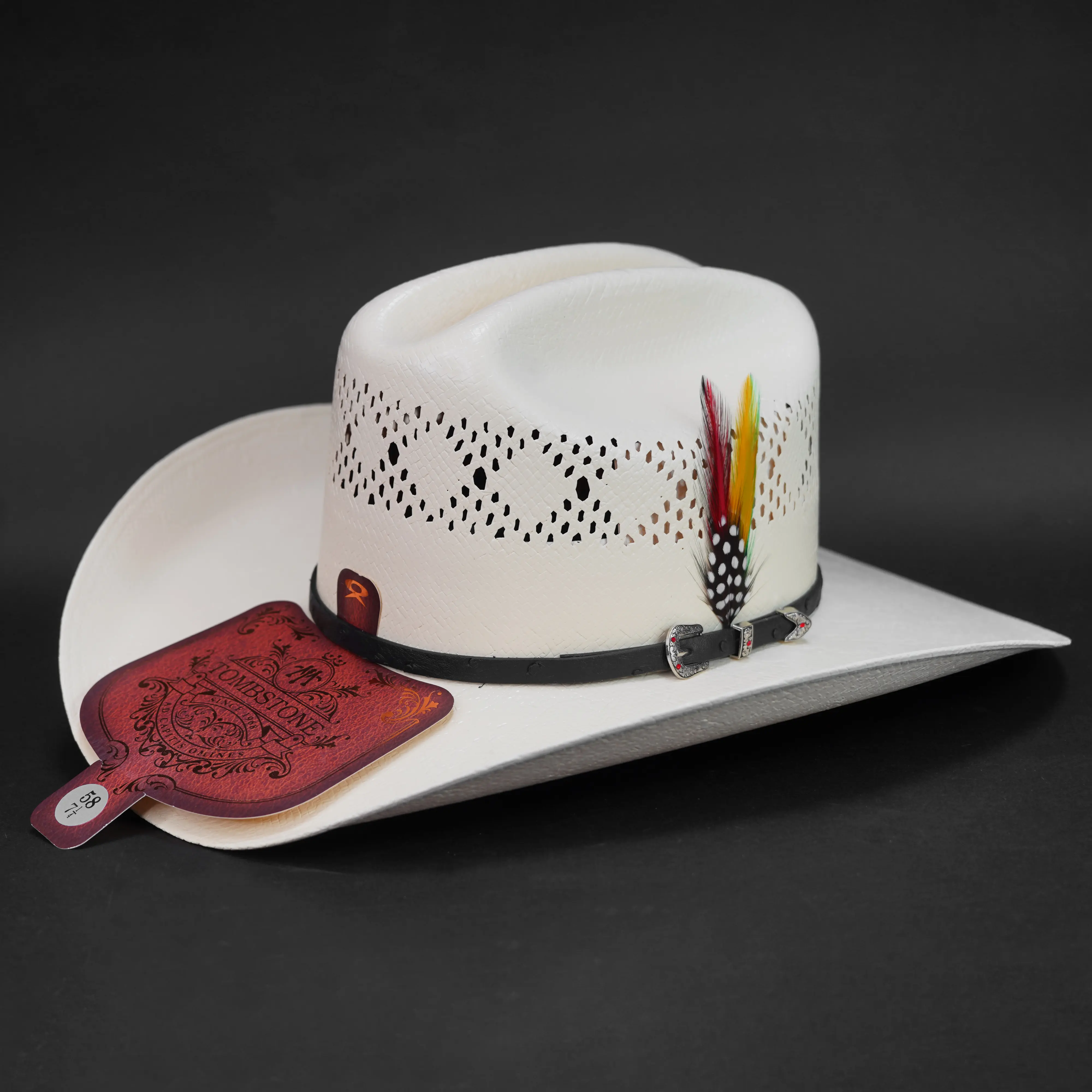 Tombstone Chaparral 15x Palma Toyo Falda 4" Palma Cowboy Hat Sombrero Short Crown 4 1/2"