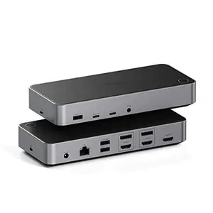 Satechi Triple 4K Docking Station USB C Docking Station 14 in 1 with 100W PD 2 DisplayPort 3 HDMI 4 USB C USB-A Gigabit Ethernet and Audio Jack for MacBook Windows