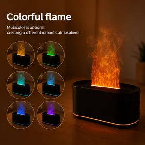 Ultrasonic Simulation Flame Humidifier - USB-Powered Aromatherapy Diffuser with 7-Color Mood Lighting, Home Decor Accessory for Bedroom, Fall Use, Air Freshener led lamps