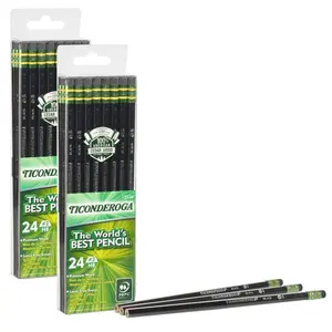 212 MAIN Dixon Ticonderoga No.2 Unsharpened Pencils, Soft Black, with Eraser - 24-Count Pack (2 per Individual Pack)