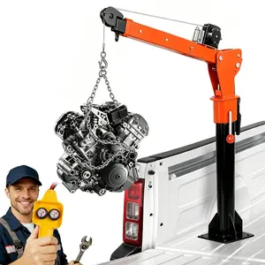 5000 lbs, Folding Truck-Mounted Bed Crane with Electric Winch 3500 lbs, 360° Ideal for Workshops, Construction, Agriculture, and Logging