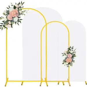7.2FT, 6FT Wedding Arch Stand and Matching White Spandex Fitted Arch Backdrop Cover Set, Round Top Chiara Backdrop Stands and Covers for Birthday Baby Shower Banquet Arch (White)