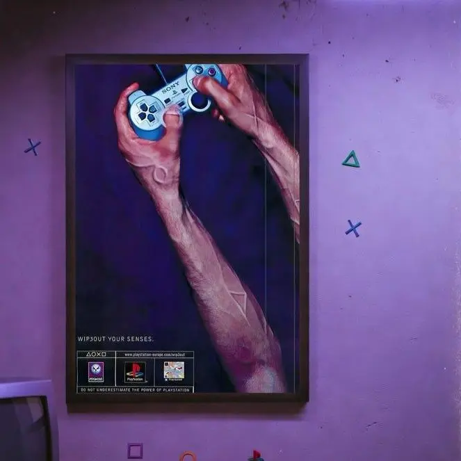 PlayStation 2 Gaming Poster Y2K Controller Veins PS2 Wall Art