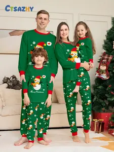 Christmas Family Pajama Set, Cute Snowman Heart Print, Matching, Comfortable Skin-Friendly Home Wear, Unisex