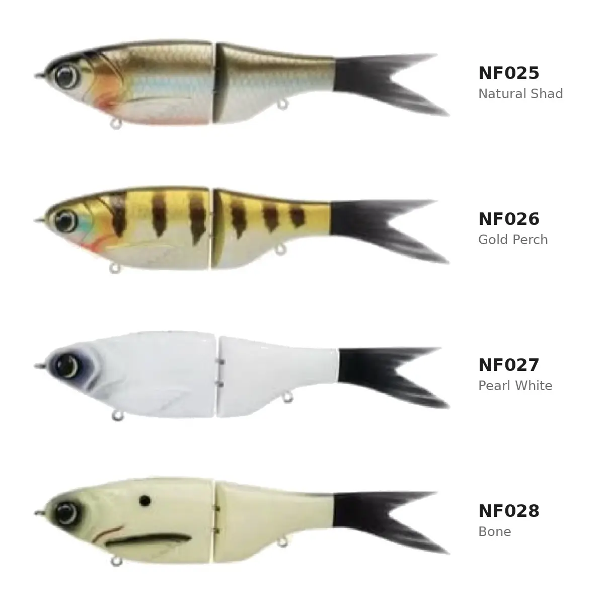 2-Section Glide Swimbait with Bonus 3pack of Alt. Color tails, Slow-Sinking, 8.5 in