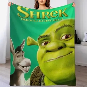 Anime Shrek Flannel Throw Blanket - Ultra Soft & Shrink-Resistant Design | Anti-Wrinkle, Fade-Proof & Quick-Dry Fabric | Machine Washable Cozy Bedding