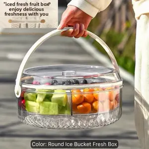 Portable Large-Capacity Sealed Ice Bucket - Rustic Kitchenware & Bar Utensils for Birthday Drinks, Customized Preservation of Fruits, Beer, Champagne, Ice Cubes (Outdoor Use)