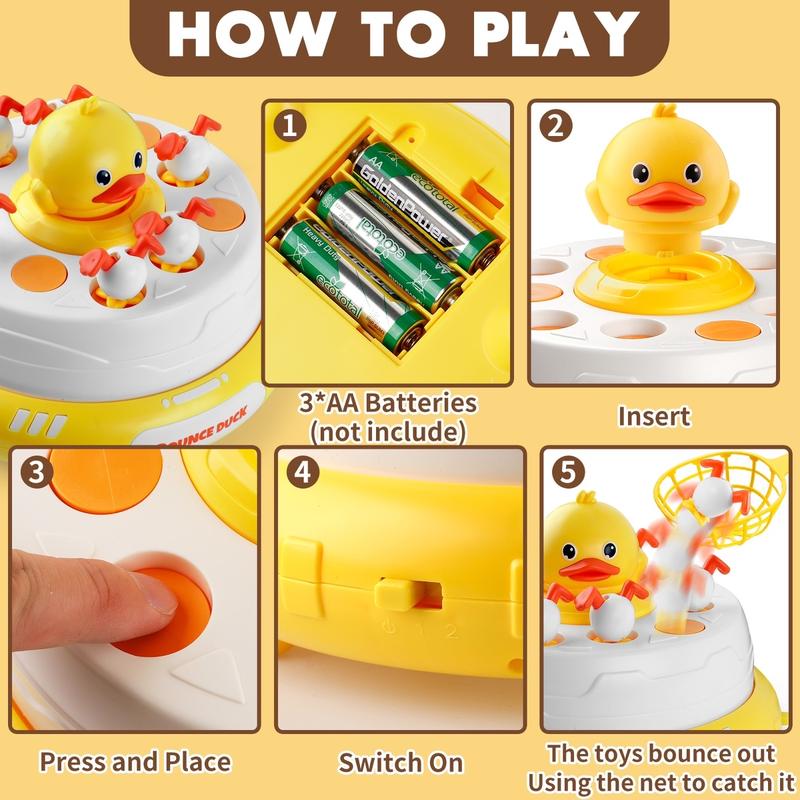 Bounce and Catch Duck Board Game Toy for Kids Popping Up Music Duck Educational Musical