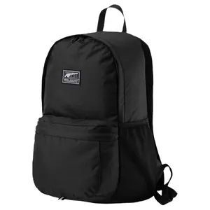 PUMA Logo-Patch Zipper Backpack in Black Polyester for Men and Women