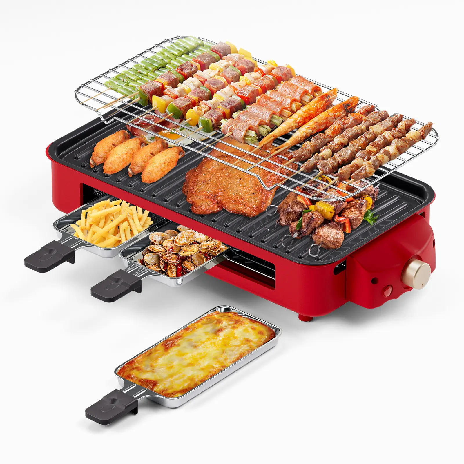 TANLOOK Smokeless Electric Korean BBQ Grill - Indoor Non-Stick Easy-Remove Plate Griddle, 5 Adjustable Temperature Control, 1500W Dishwasher Safe Household Cooking Appliance