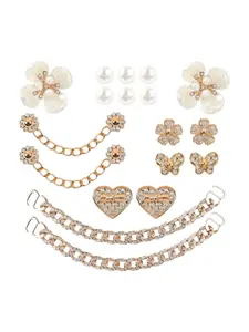 18/20/24 Pcs Bling Shoe Charms, Butterfly Flower Wooden Sticks, Crystal Rhinestone Shoes Decoration, Cute Party Birthday Gift for Women