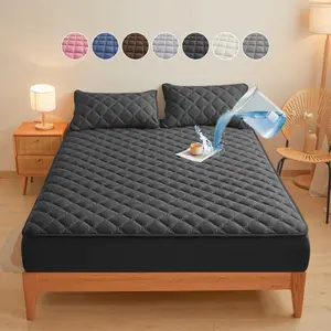 2/3PCS Premium Waterproof Mattress Protector Set, Deep Pocket Fitted Sheet /Cover + Pillowcases, Noiseless Breathable Stain Resistant, Machine Washable