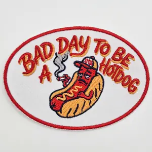 “Bad Day to Be a Hotdog” Embroidered Hat Patch – Funny Statement Patch for Custom Hats & Boutiques