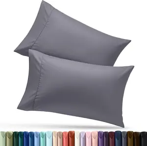 Pillow Covers by Queen Size 2-Pack – Soft Brushed Microfiber – Perfect for Hospitals, Hotels, Guest Rooms – Oeko-TEX Certified, 20x30 Inches (Grey)