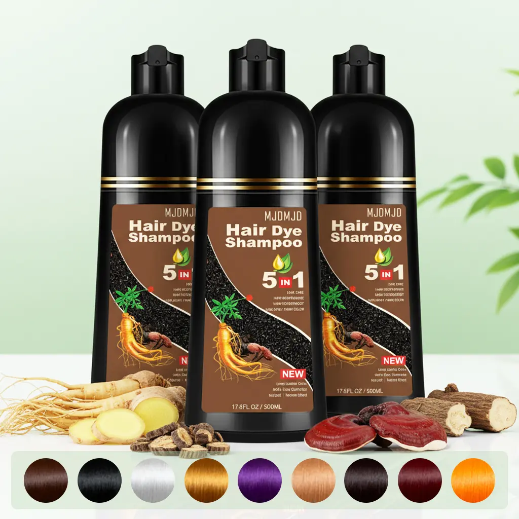 MJDMJD 5-in-1 Natural Hair Dye Shampoo for Women & Men, Herbal